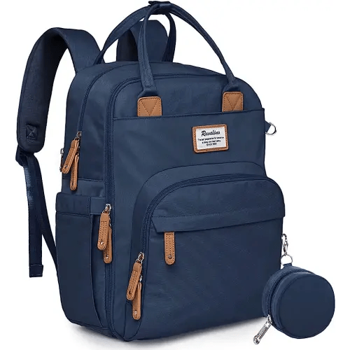 RUVALINO Diaper Bag Backpack - Multifunction Travel Back Pack Maternity Baby Changing Bags, Diaper Changing Totes, Large Capacity, Waterproof and Stylish, Baby Travel Essential, Peacock Blue