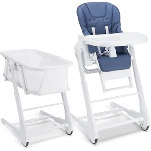 Joovy Foodoo Bassinet & High Chair, Portable Bassinet, Infant and Toddler Booster, Youth Chair, 8 Height Positions, Newborn-Ready Reclinable Seat, Easy to Clean, 6 Stages, Slate