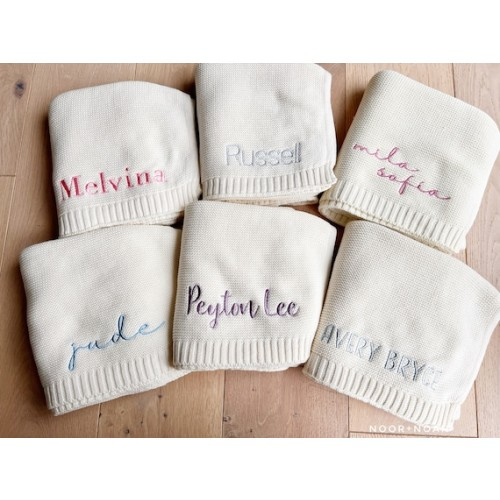 Personalized Embroidered Knit Baby Blanket: 100% Cotton, Custom Keepsake - Etsy
