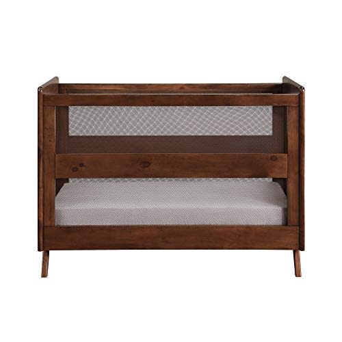 BreathableBaby Breathable Mesh 3-in-1 Convertible Crib (Toddler Bed Kit Sold Separately) — Walnut — Two Adjustable Mattress Heights — Greenguard Gold Certified