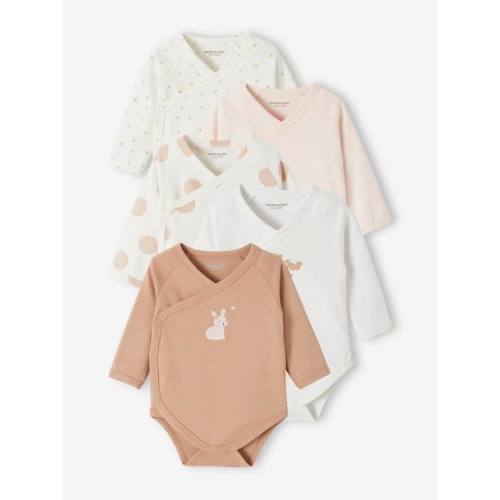 Pack of 5 Long Sleeve Bodysuits for Newborn Babies - rosy, Baby