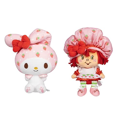 Jazwares Hello Kitty and Friends - 8-Inch Strawberry Shortcake x My Melody Plush 2-Pack - Officially Licensed Sanrio Product from Ages 6+