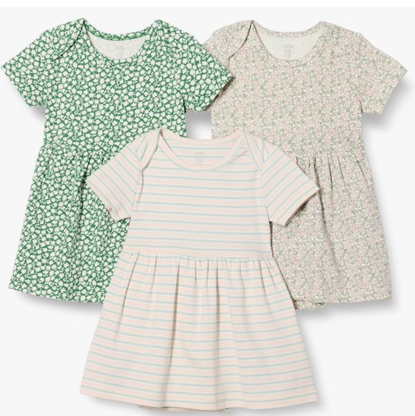Amazon Essentials Baby Girls' Short Sleeve Bodysuit Dress, Everyday Dresses