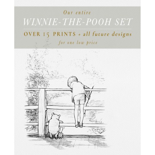 Winnie the Pooh Nursery Prints, Entire Collection DIGITAL DOWNLOADS, Vintage Quotes and Antique Drawings, Baby Room Decor