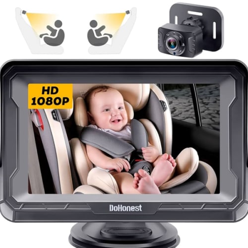 DoHonest Baby Car Camera HD 1080P - Rear-Facing Car Baby Monitor with Night Vision, Adjustable View Angle, Easy Setup, Anti-Glare Display, Safety for Kids & Infants