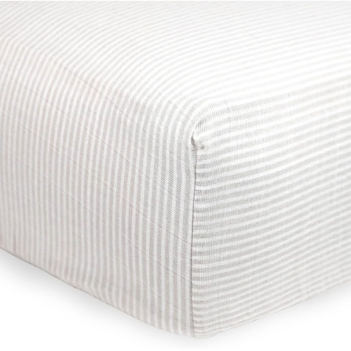 Little Unicorn 100% Natural Organic Cotton Muslin Crib Sheets (Sand Stripe)