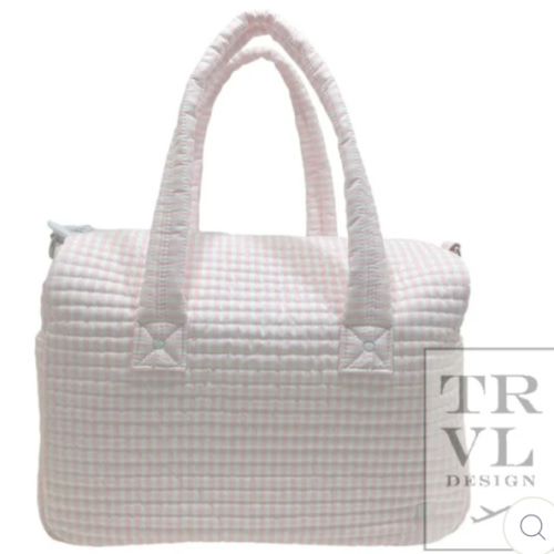 Pimlico Stripe Pink Quilted Stoller Bag | TRVL Design – the blue béret