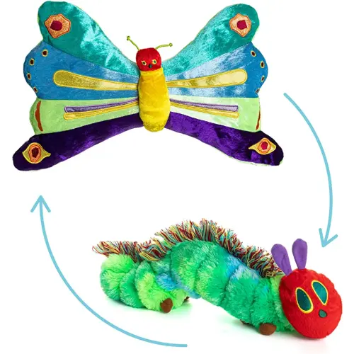 KIDS PREFERRED World of Eric Carle, The Very Hungry Caterpillar Butterfly Reversible Stuffed Animal Plush Toy, 16",Green