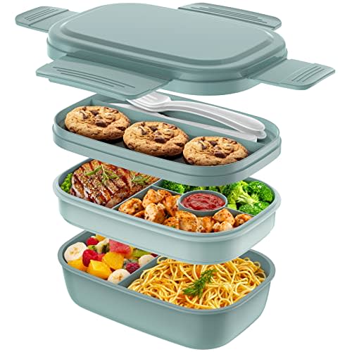 In This Space bento box lunch containers (3 pack, 39 ounces) - bento boxes  for adults, lunch boxes for kids, 3 compartment food containers wi