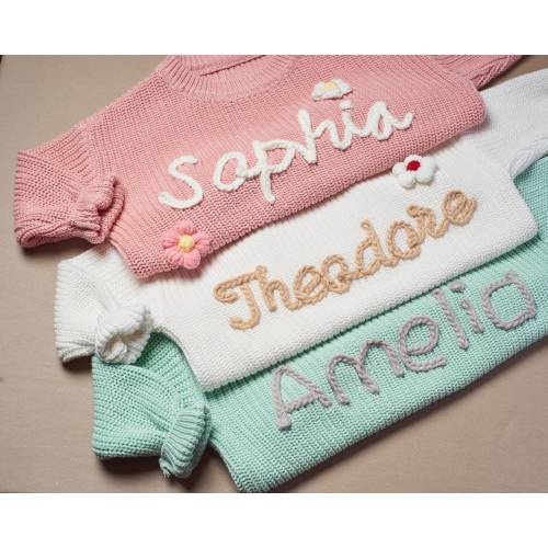 Personalized Embroidered Sweater with Name, Custom Kids Jumper, Customized Baby Gifts, Baby Shower Gifts, Knit Infant Jumper, Newborn Gift