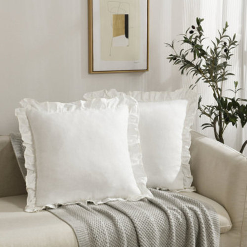NordECO HOME Linen Pleated Ruffled Romantic Fringes Pillow Covers | Wayfair