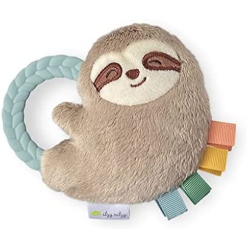 Itzy Ritzy - Ritzy Rattle Pal with Teether; Features A Minky Plush Character, Gentle Rattle Sound & Soft Teether; Sloth