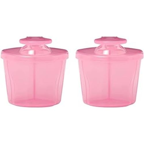 Dr. Brown's Baby Formula Dispenser with Snap-On Lid for On-The-Go Feedings,Milk Powder Dispenser for Traveling with Infant,Pink Pack of 2