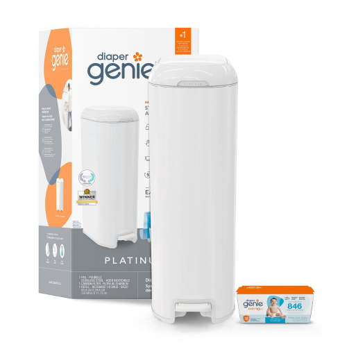 Diaper Genie Platinum Diaper Pail, Lily White, Stainless Steel, Foot Pedal, Odour Control - Walmart.ca