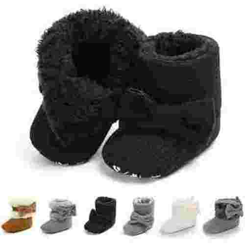 Baby Boy Girl Boots Newborn Shoes Winter Snow Bowknot Anti-Slip Soft Sole Warm Infant Toddler Prewalker Booties
