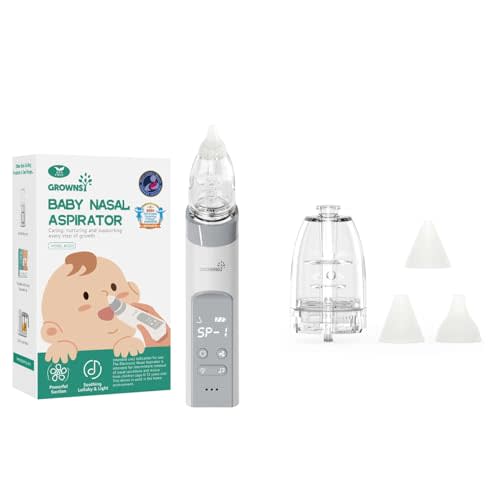GROWNSY Nasal Aspirator for Baby with 2 Larger Suction Chambers and 6 Food-Grade Soft Silicone Tips, Grey