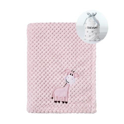 CREVENT 30''X40'' Cute Cozy Fluffy Warm Baby Blanket for Girls Infants Toddlers' Bedding Crib Cot Stroller, Baby Shower Birthday Newborn's Gift Pink- Baby Giraffe