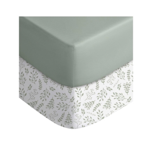 Yoofoss Baby Crib Sheets for Boys Girls, Fitted Crib Sheet 2 Pack for Standard Crib and Toddler Mattress, Super Soft Microfiber Baby Sheet 28x52x8in(Green+Leaf)