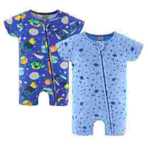 The Peanutshell Baby Rompers Set, Baby Boy Rompers for 6 Months, Space Design, 2-Pack