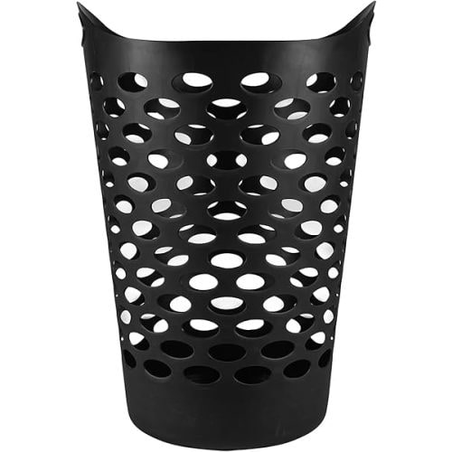 Flexible Laundry Hamper 2.2 Bushels Laundry Basket With Convenient Carrying Handles, Large Plastic Clothes Storage Organizer for Home, Bathroom, and Bedroom, Black (3)