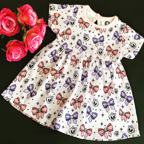 Pink Skull bow girls dress