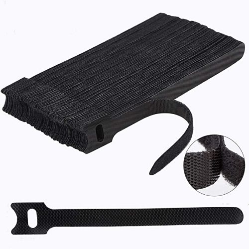 60 PCS 6 Inches Reusable Cable Ties, Adjustable Cord Straps, Cable Organizer, Cord Wrap and Hook Loop Cords Management - Black - 6inches-60PCS