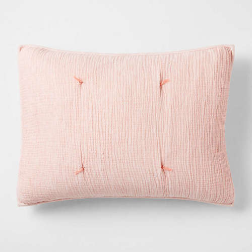 Aire Pink Crinkle Hand-Quilted Organic Cotton Kids Pillow Sham
