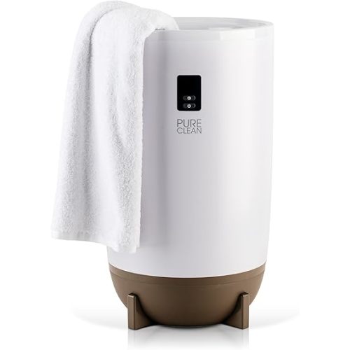 Pureclean Single Touch Towel & Blanket Warmer with Fragrant Disc Holder and LED Ring Gray, Perfect Size for Two Large Bath Towels, Automatic Shut off Feature, Built-in Timer for 15-60 minutes (Taupe)