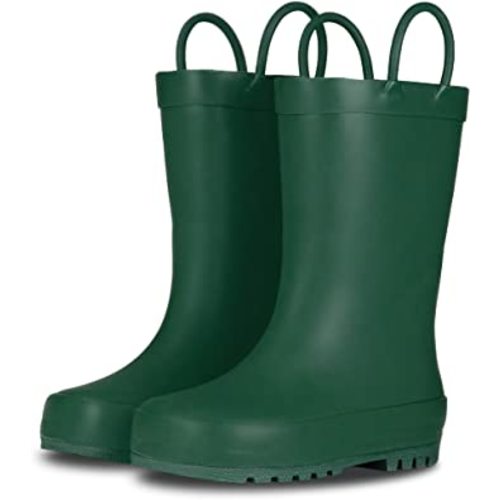 LONECONE Elementary Collection - Premium Natural Rubber Rain Boots with Matte Finish for Toddlers and Kids - 7 Toddler - Leap Frog Green