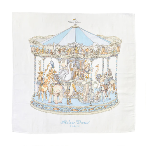 Atelier Choux Carré – Blue Carousel Swaddle | Caitlin Wilson
