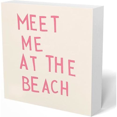 Pink Beach Themed Room Decor, Surfer Girl Room Decor for Beach Aesthetic Themed Desk Decorate, Pink Coastal Decorations for Beachy Girls Bedroom Bathroom Table Desk, 5x5 Inch