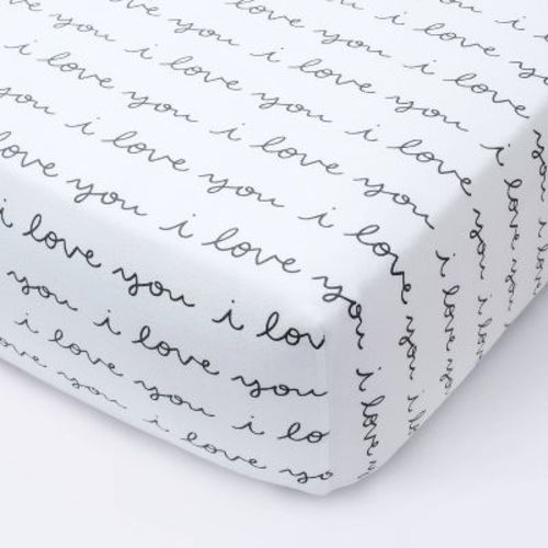 Fitted Crib Sheet I Love You - Cloud Island™ White/gray