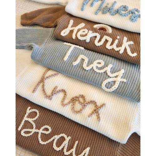 Baby Name Sweater Hand Embroidered Name Sweater Custom Baby - Etsy