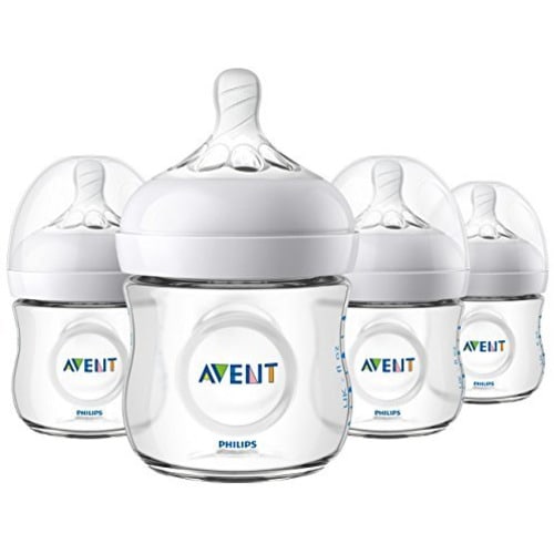 Philips Avent Natural Baby Bottle, Clear, 4 Oz, 4pk, SCF010/47 - 4 Pack