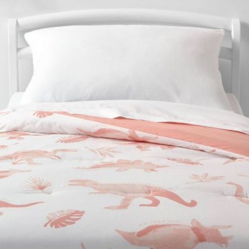 Toddler Pink Dinosaur Kids' Comforter - Pillowfort™: Lightweight, Machine Washable, OEKO-TEX Certified, 58"x42"