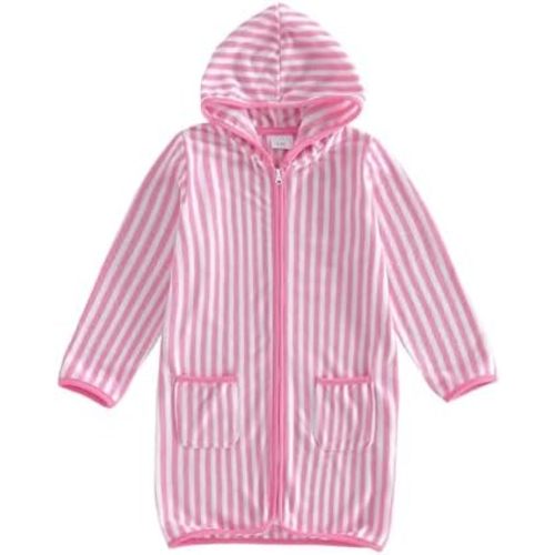 Boys Girls Hooded Terry Coverups One Piece Swimsuits Beach Zip Up Long Sleeve Striped Swim Cover Up Swimwear