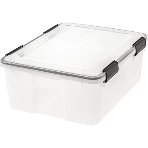 IRIS USA 30 Quart WEATHERPRO Plastic Storage Box for Keepsakes