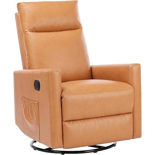 SMUG Swivel Rocking Recliner Chair with Extra Large Footrest High Back, Upholstered Glider Nursery Chair for Living Room, Bedroom & Nursery, Comfortable Deep Seating for Relaxation, Brown Seating