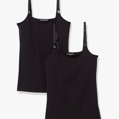 Amazon Essentials Women's Maternity Nursing Friendly Camisole with Adjustable Straps and Built-in Shelf Bra, Pack of 2