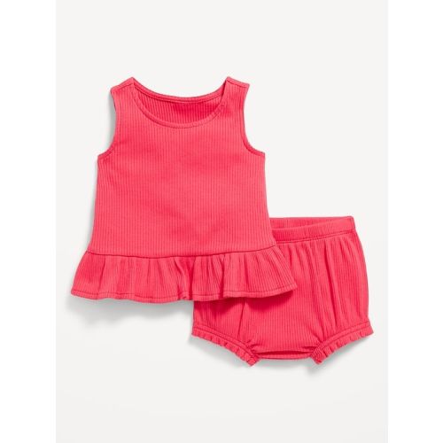 Sleeveless Ribbed Ruffle-Trim Top and Shorts Set for Baby | Old Navy