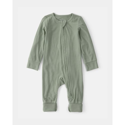 (6M) 2-Way Zip PurelySoft Sleep & Play Pajama - Green | Carter's