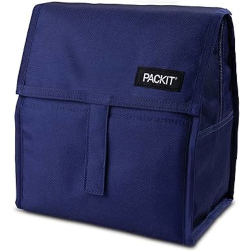 PackIt® Freezable Lunch Bag, True Blue, Built with EcoFreeze® Technology, Foldable, Reusable, Zip and Velcro Closure with Buckle Handle, Designed for Work Lunches and Fresh Lunch On the Go
