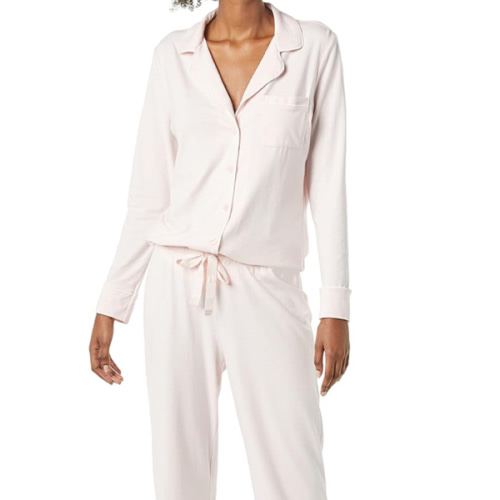 Amazon Essentials Women's Cotton Modal Long-Sleeve Shirt and Full-Length Bottom Pajama Set