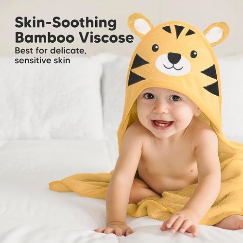 KeaBabies Baby Hooded Towel - Viscose Derived from Bamboo Baby Towel, Toddler Bath Towel, Infant Towels, Large Hooded Towel, Soft Baby Towels with Hood for Girls, Babies, Newborn Boys (Tiger)