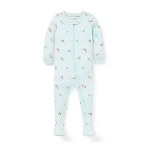 Baby Cloudy Blue Dinosaur Baby Good Night Footed Pajama In Dinosaur by Janie and Jack
