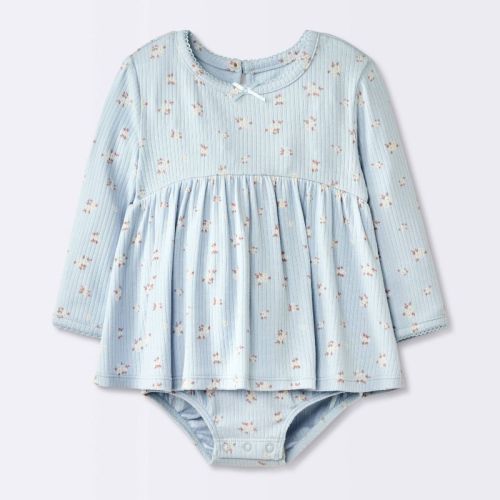 Baby Girls' Floral Skirted Bodysuit - Cloud Island™ Blue