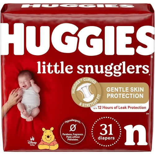 Huggies Little Snugglers Baby Diapers, Size Newborn (up to 10 lbs), 31 Ct, Newborn Diapers