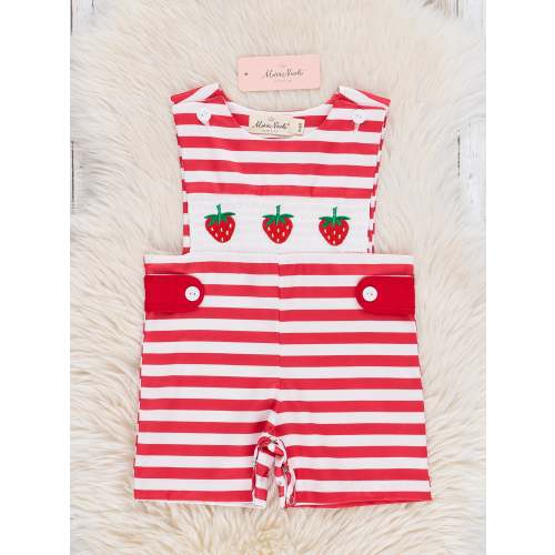 Red Striped Strawberry Smocked Johnny