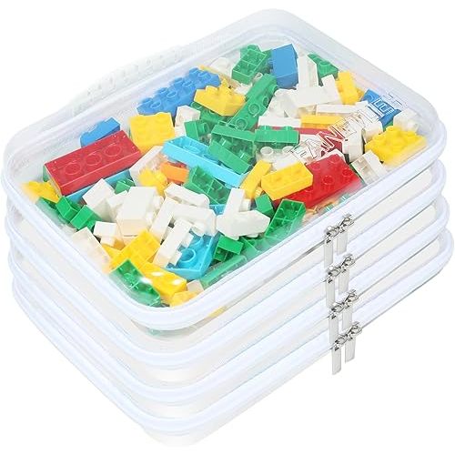 6Pack Zippered Hard Pouch, Clear Hard Shell Zipper Case, Clear Plastic Pouches Travel Bags for Kids, Storage for Building Blocks, Puzzles, Cosmetics, Crafting Supplies