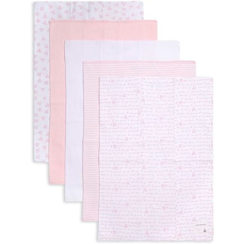 Burts Bees Baby Infant Burp Cloths, 100% Organic Cotton Extra Absorbent Soft Fabric Drool Cloths, 5-Pack Newborn Must-Have Essential Large Burping Cloths, One Size 17 x 11.75 Inches